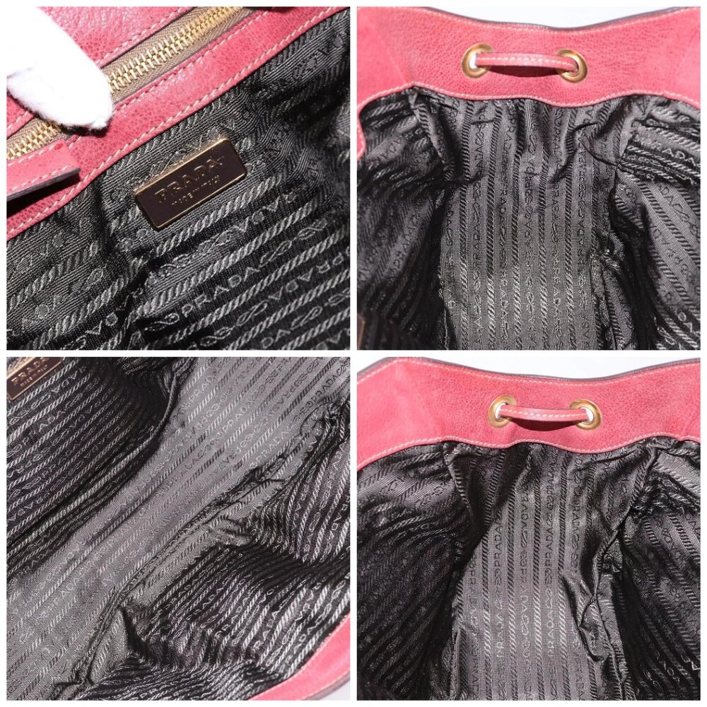 PRADA Shoulder Bag Leather Nylon Red Gold Auth 138849 - Picture 15 of 16